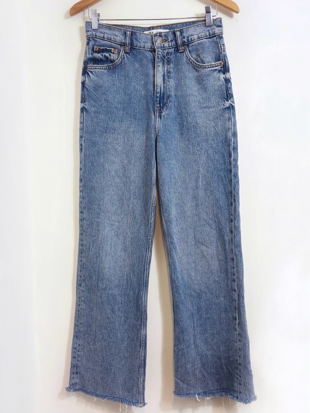 Zara The 90’s Full Length Distressed Raw Hem Jeans